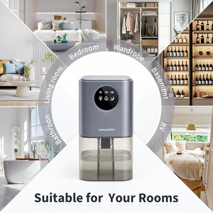Dehumidifier - Intelligent Ultra - Silent Dehumidifier - Ultra-Quiet Portable Dehumidifier - For Drying Laundry - Dehumidifies Bedrooms, Bathrooms, Wardrobes, and Caravans - Black