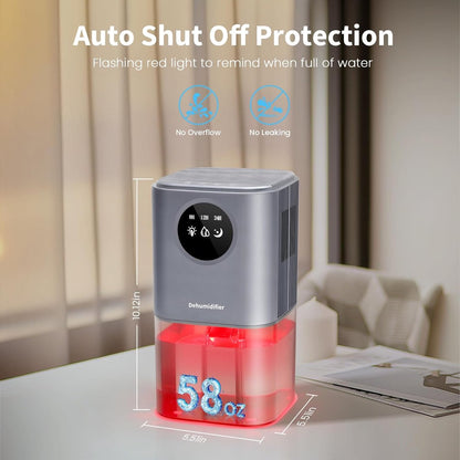 Dehumidifier - Intelligent Ultra - Silent Dehumidifier - Ultra-Quiet Portable Dehumidifier - For Drying Laundry - Dehumidifies Bedrooms, Bathrooms, Wardrobes, and Caravans - Black