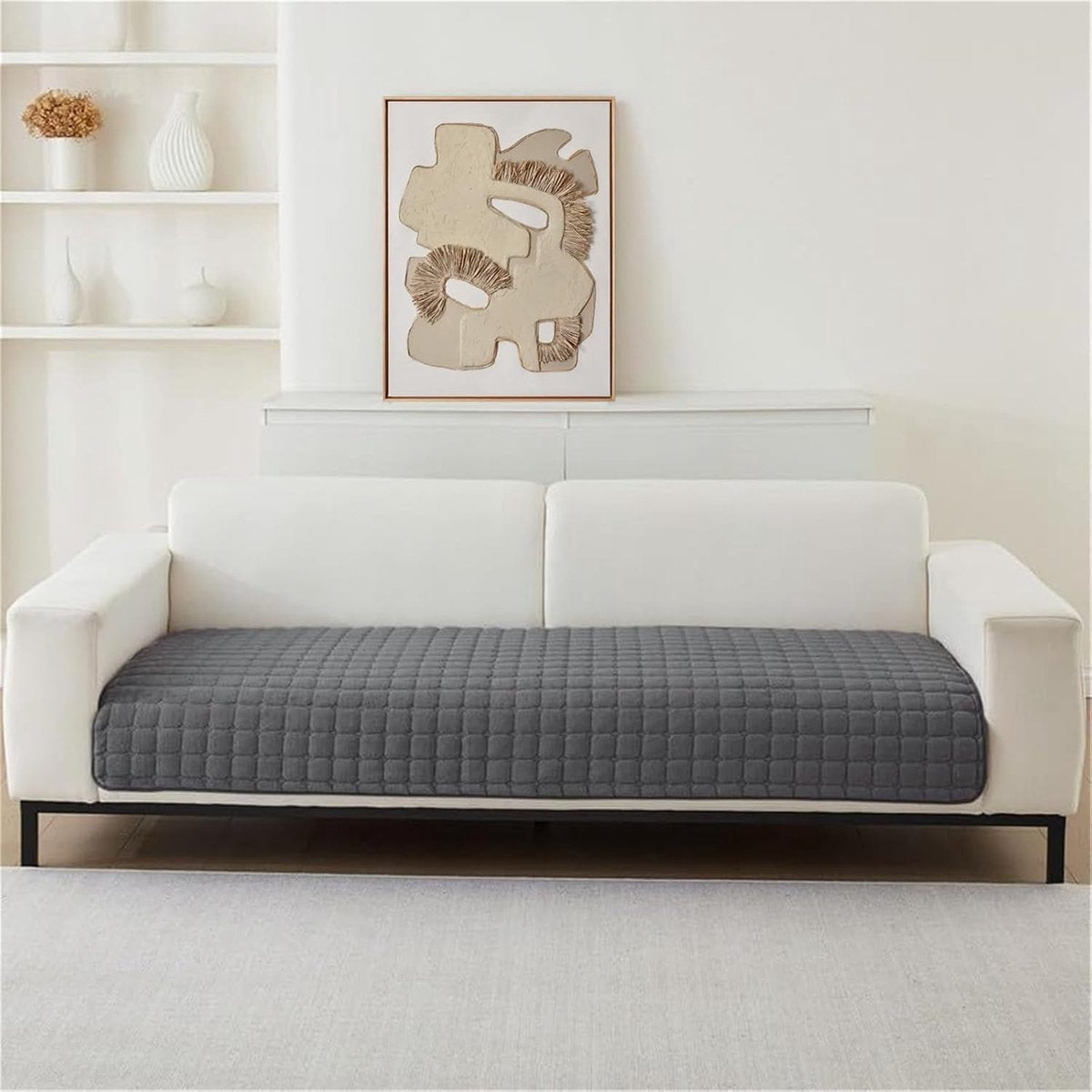 Sofa cover - Corner sofa cover - Flannel sofa cover - Winter sofa cover - Sofa cushion cover - Corner sofa cover for 1/2/3/4 people - L-shaped sofa cover - Grey - 70 x 70 cm