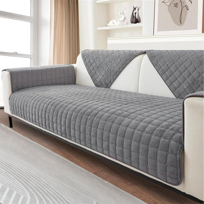Sofa cover - Corner sofa cover - Flannel sofa cover - Winter sofa cover - Winter - Sofa cover - Corner sofa cover (1/2/3/4 seater) - L-shaped sofa cover - Grey - 70 x 90 cm