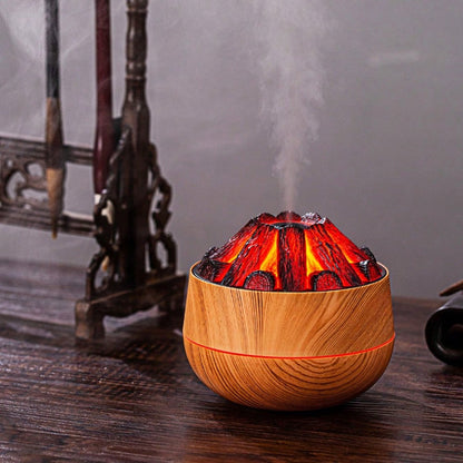 Aromatherapy Air Humidifier - Flame Effect Aromatherapy Diffuser - 300ml - Bedroom Humidifier - Campfire Shape - Small Ultra-Quiet USB Portable Humidifier for Home and Office (Light Color)
