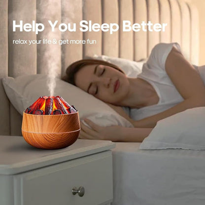 Aromatherapy Air Humidifier - Flame Effect Aromatherapy Diffuser - 300ml - Bedroom Humidifier - Campfire Shape - Small Ultra-Quiet USB Portable Humidifier for Home and Office (Light Color)
