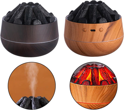 Aromatherapy Air Humidifier - Flame Effect Aromatherapy Diffuser - 300ml - Bedroom Humidifier - Campfire Shape - Small Ultra-Quiet USB Portable Humidifier for Home and Office (Dark)