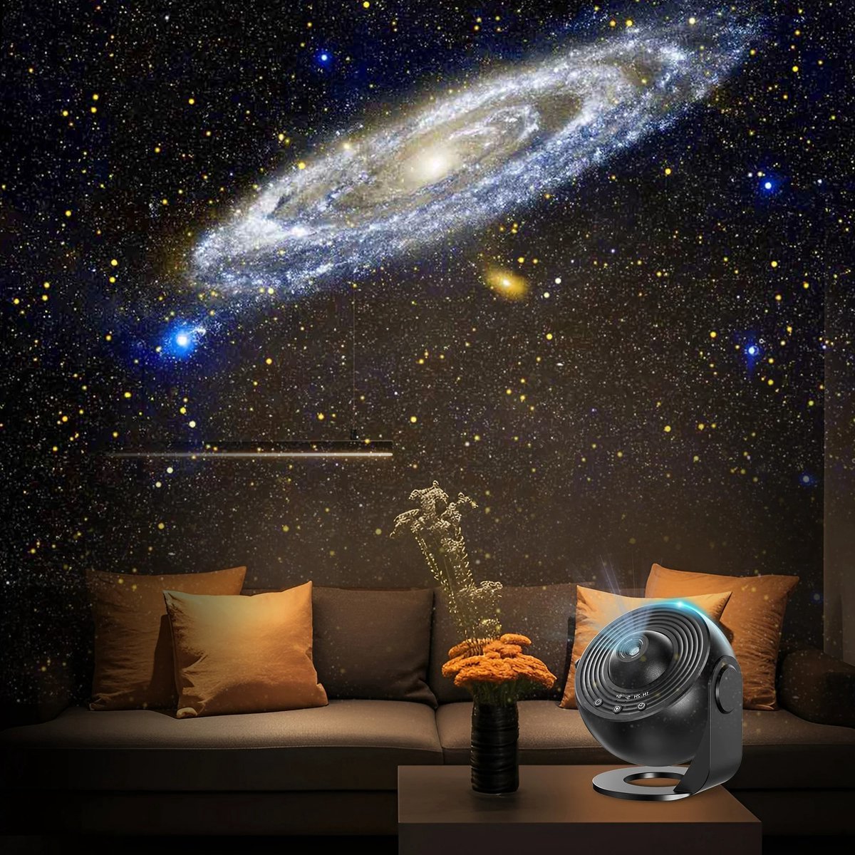 360° Starry Sky Night Projector with Solar System, Moon, Nebula, Milky Way, and Astronaut - Projector for Children and Adults - Mood Light - Bedroom Mood Light - Star Projector - Galaxy Projector - Starry Sky - Black