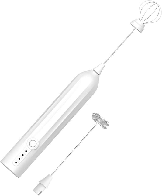 Electric milk frother, manual, rechargeable, mini whisk, USB rechargeable, 3 speeds, for lattes, cappuccinos, coffee, cream, hot chocolate, eggs, etc.