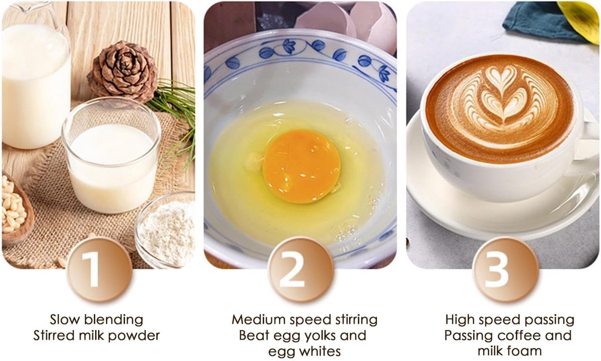 Electric milk frother, manual, rechargeable, mini whisk, USB rechargeable, 3 speeds, for lattes, cappuccinos, coffee, cream, hot chocolate, eggs, etc.