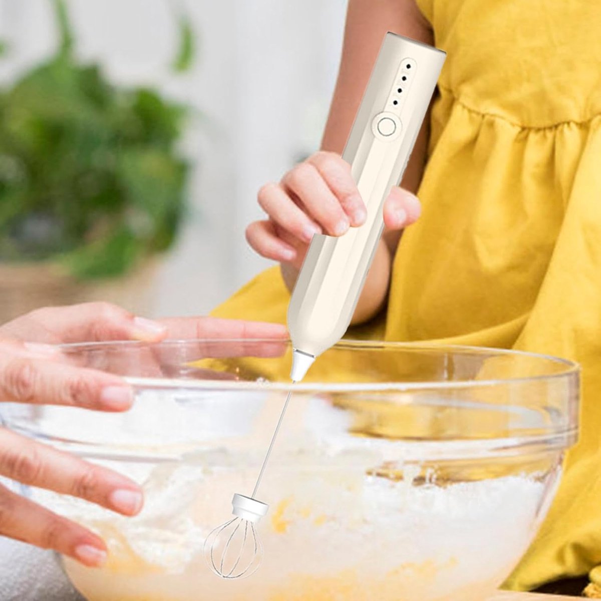 Milk Frother - Electric Milk Frother - Manual Milk Frother - Rechargeable Milk Frother - Mini Whisk - 3-Speed USB Rechargeable Milk Frother - For Lattes, Cappuccinos, Coffee Cream, Hot Chocolate Eggs - Milky White