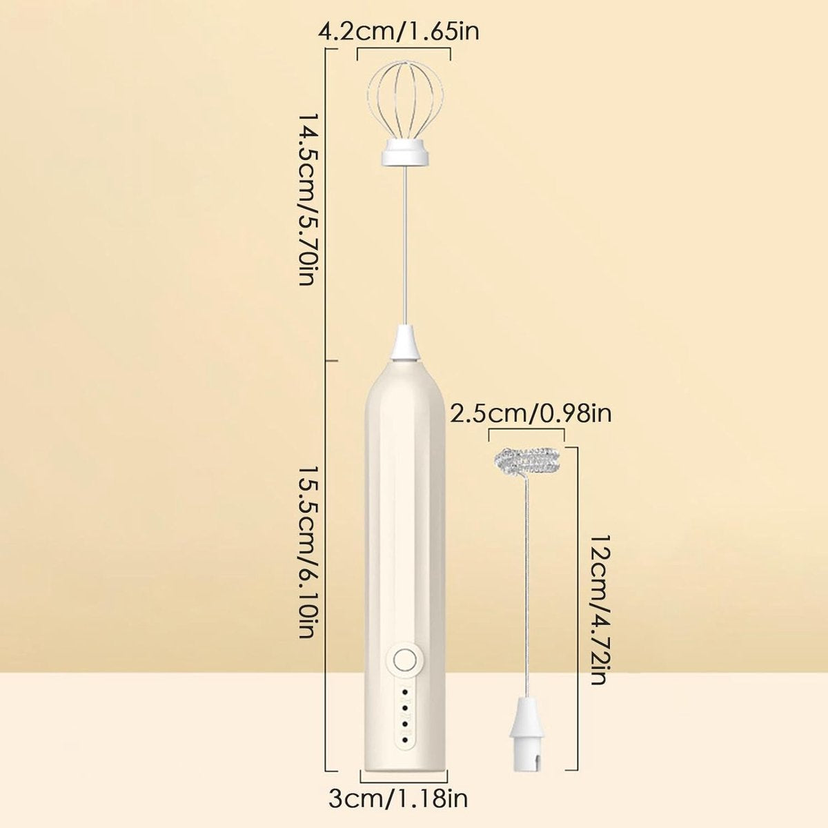 Milk Frother - Electric Milk Frother - Manual Milk Frother - Rechargeable Milk Frother - Mini Whisk - 3-Speed USB Rechargeable Milk Frother - For Lattes, Cappuccinos, Coffee Cream, Hot Chocolate Eggs - Milky White