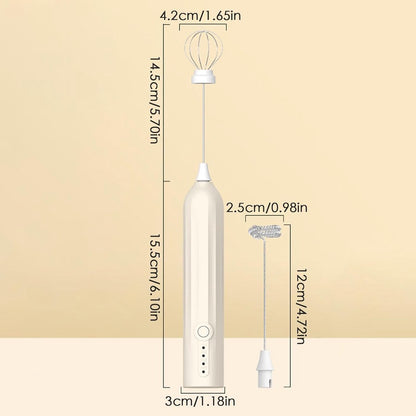 Milk Frother - Electric Milk Frother - Manual Milk Frother - Rechargeable Milk Frother - Mini Whisk - 3-Speed USB Rechargeable Milk Frother - For Lattes, Cappuccinos, Coffee Cream, Hot Chocolate Eggs - Milky White
