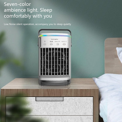 Fan - Small fan - Portable air cooler - Mini mobile air conditioner - Personal evaporative air cooler - Timer function and 7 LED lights - Air coolers for home, office and bedroom