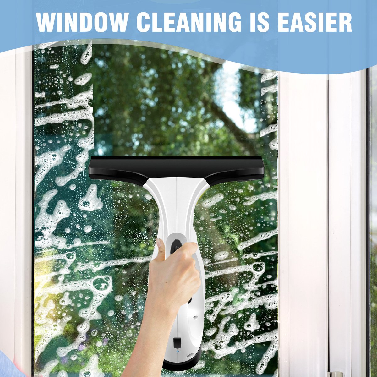 Windshield wiper - window cleaner - window squeegee - window cleaner - cordless window vacuum cleaner - water tank, spray bottle with microfiber cover - cordless window cleaner for all smooth surfaces, windows, mirrors, shower screens