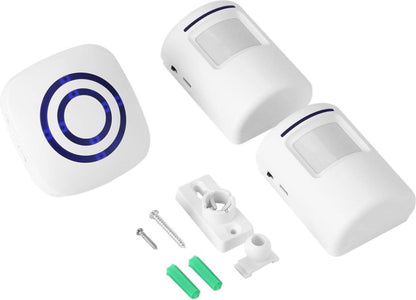 Infrared motion detector, wireless alarm, doorbell with receiver and transmitter - 38 ringtones, LED indicators - Best quality.