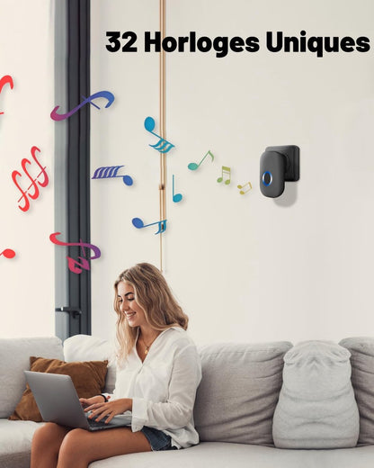 Wireless Doorbell - Doorbells - Outdoor Wireless Doorbell - 150m Doorbell Range - IP44 Waterproof Electronic Doorbell - Doorbell Kit with Plug-in Receiver - Blue LED - Waterproof - For Home