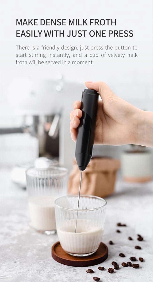 Milk frother - Milk frother - Electric milk frother - Milk frother with stand - Portable battery-operated milk frother - Manual milk frother with stand - Handheld frother for coffee blender - For lattes, cappuccinos, and coffee cream