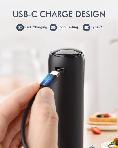 USB rechargeable electric milk frother for coffee, latte, cappuccino and hot chocolate, Black