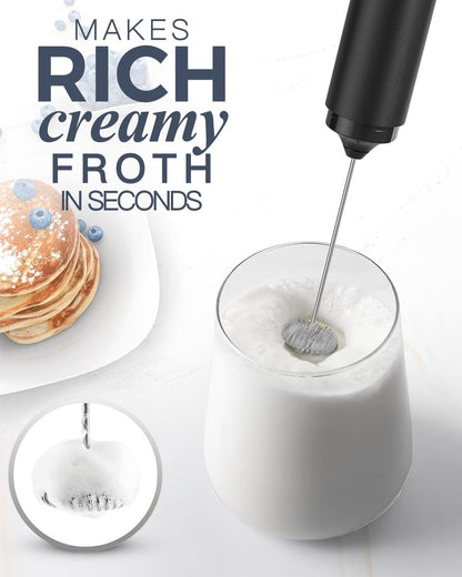 USB rechargeable electric milk frother for coffee, latte, cappuccino and hot chocolate, Black