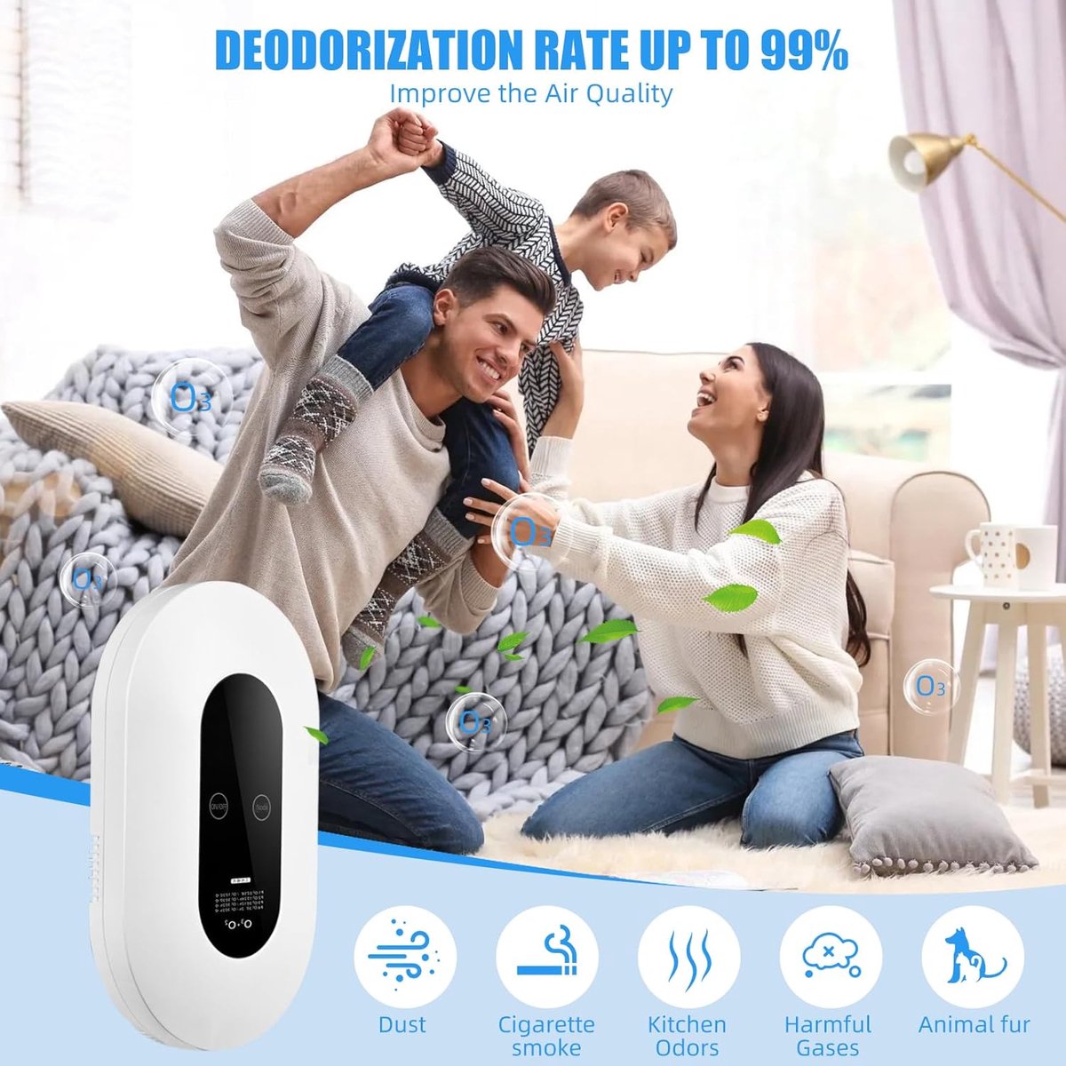 Air purifier - Plug-in negative ion air purifier - LED display - Negative ion air purifier - Home air purifier - Negative ion air purifier - Deodorizer - Ionizer - Wit