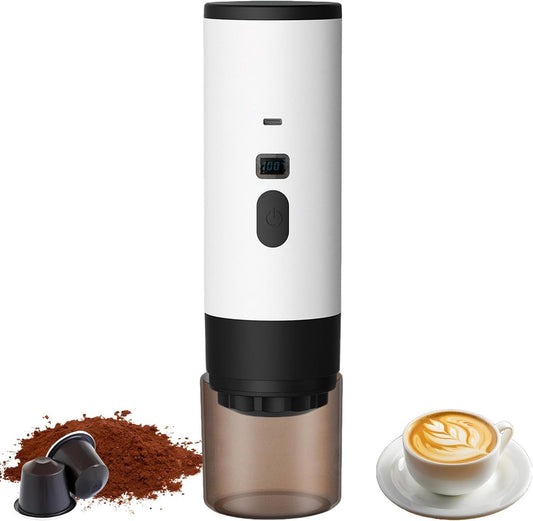Coffee maker - Coffee machines - Portable coffee maker - 3-in-1 coffee maker - Portable electric espresso machine - Coffee maker for travel, camping, car, camper van, suitable (Wit)