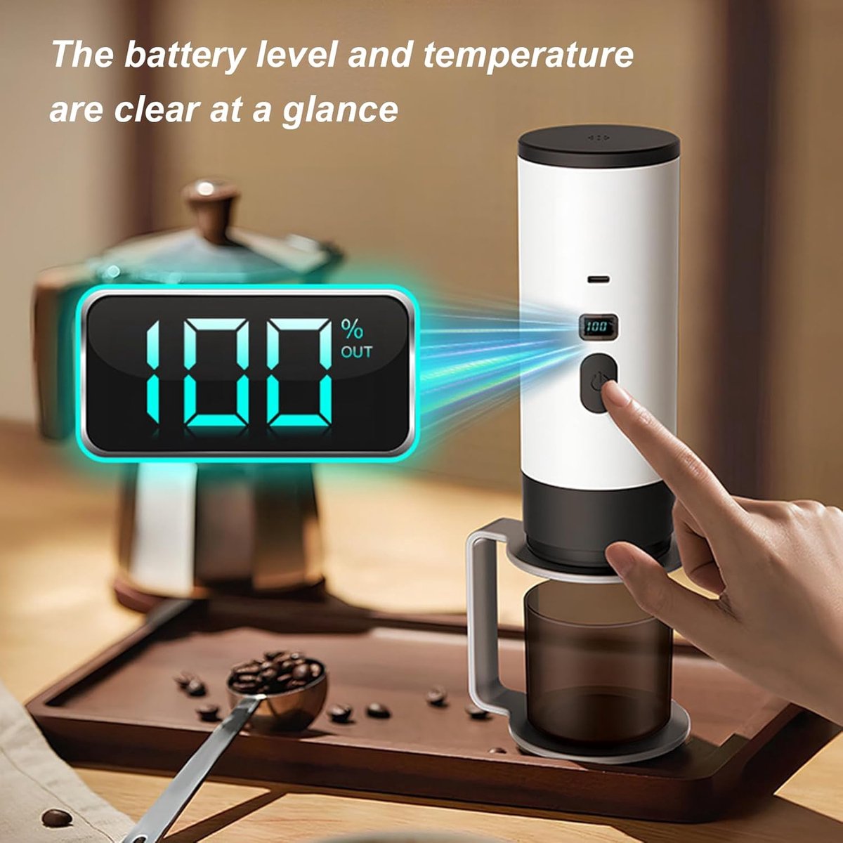 Coffee maker - Coffee machines - Portable coffee maker - 3-in-1 coffee maker - Portable electric espresso machine - Coffee maker for travel, camping, car, camper van, suitable (Wit)