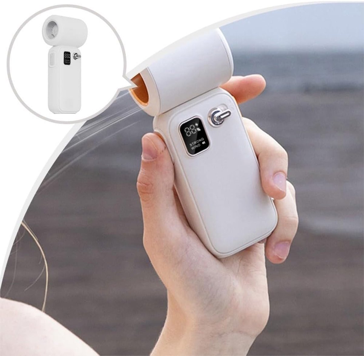 Fan - Small fan - Lightweight portable fan with intelligent airflow control and 3600 mAh battery for cooling anytime (Apricot)
