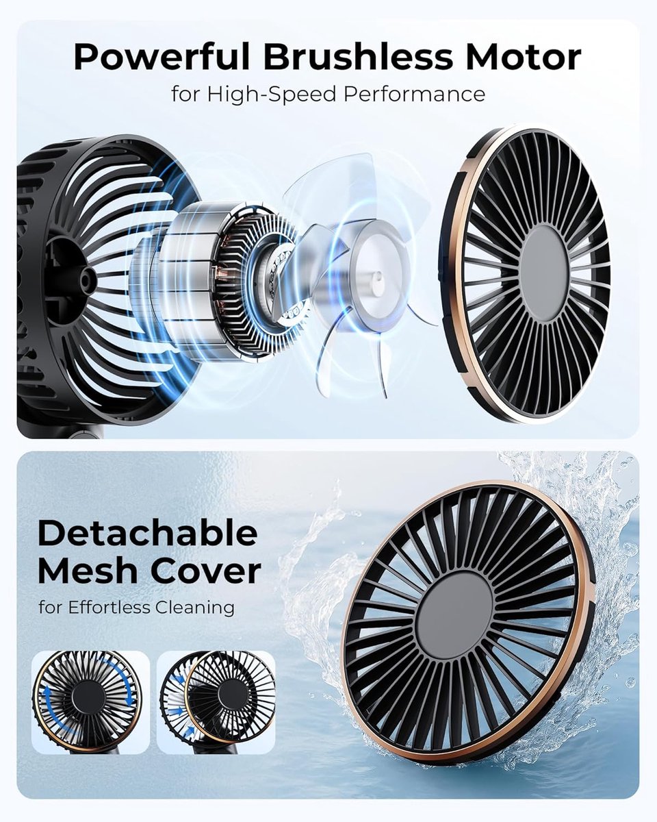 Handheld Fan - Mini Portable Fan - Rechargeable - Power Bank - 6 Settings - Black