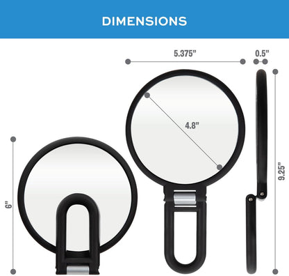 Pocket Mirror - 15x Magnifying Pocket Mirror - Pocket Mirror - Portable Travel Mirror - Makeup Mirror - Beauty Mirror - with Handle - Round - Practical - Black
