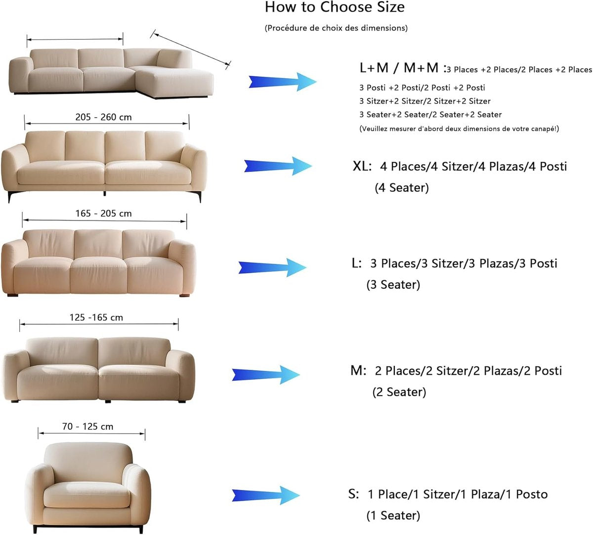 Sofa cover - Corner sofa cover - Loveseat cover - All seasons - Sofa cushion - Waterproof sofa cover - Thick ripstop - Polyester sofa cover - Black - Raised - 280 x 180 cm
