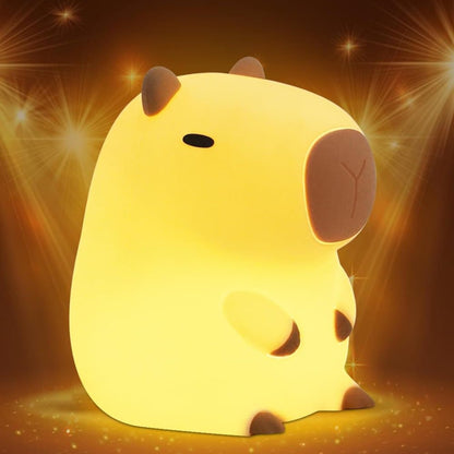 Capybara Night Light Soft Animal Shaped LED Lamp Dimmable with Timer Rechargeable for Kids Room, Portable