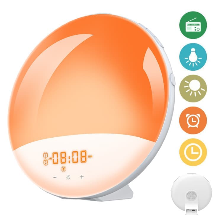 1 Pack Wake Up Light Alarm Clock with FM Radio and Sunrise Sunset Simulation