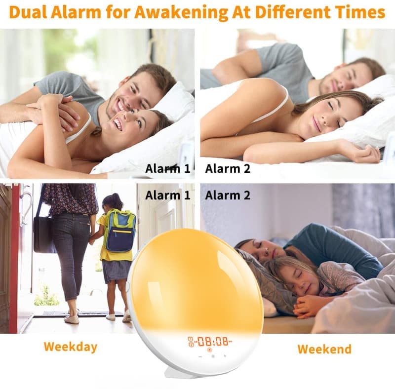 1 Pack Wake Up Light Alarm Clock with FM Radio and Sunrise Sunset Simulation