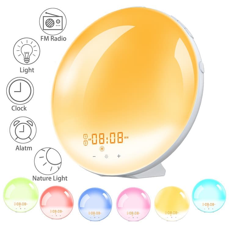 1 Pack Wake Up Light Alarm Clock with FM Radio and Sunrise Sunset Simulation