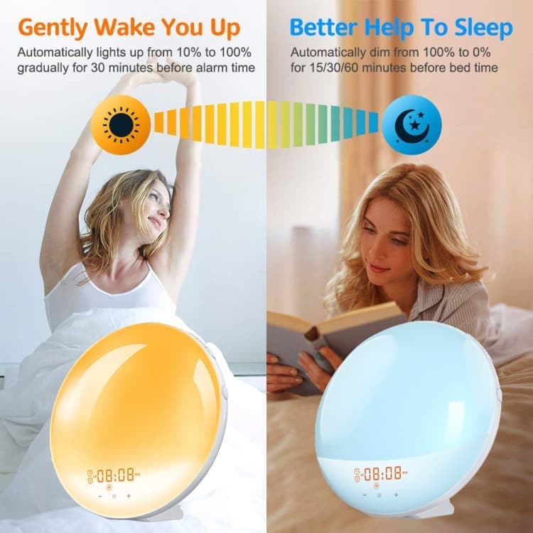 1 Pack Wake Up Light Alarm Clock with FM Radio and Sunrise Sunset Simulation