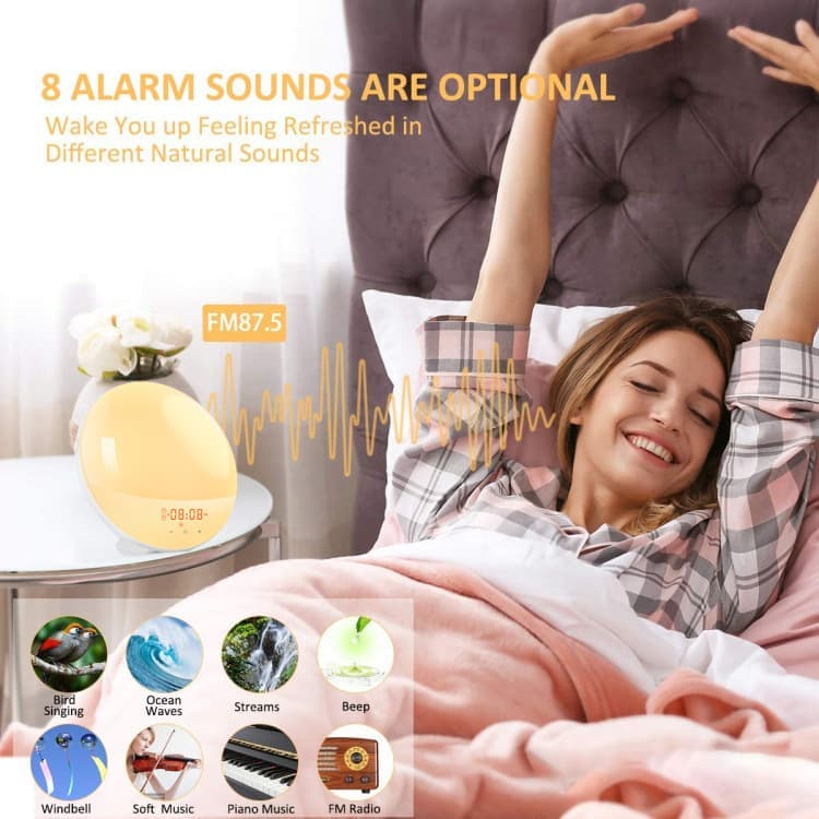 1 Pack Wake Up Light Alarm Clock with FM Radio and Sunrise Sunset Simulation
