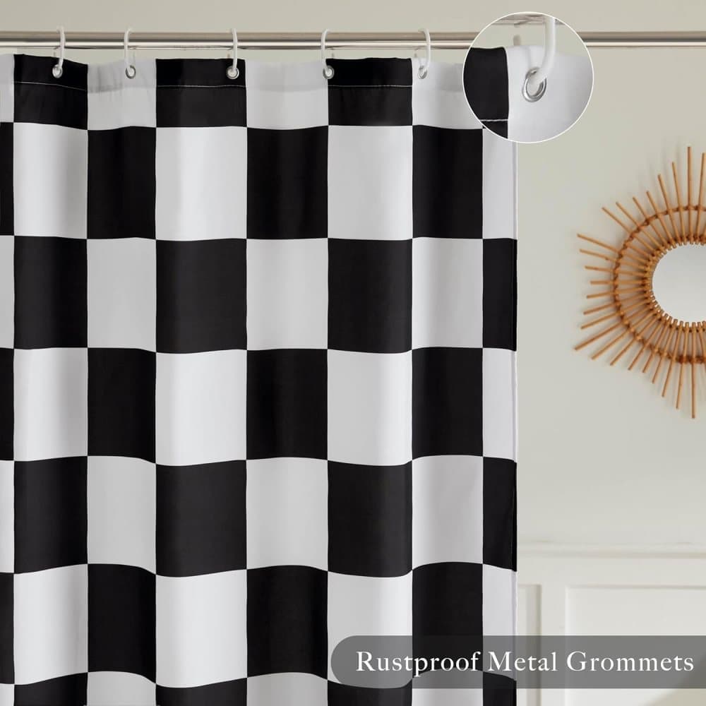Retro Chess Pattern Checkered Shower Curtain, Black, 180x180 cm