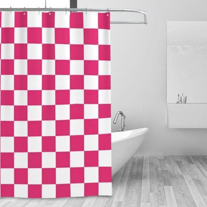 Checkered Shower Curtain, Retro Chess Pattern Vintage Aesthetics for Bathroom, 180x180 cm