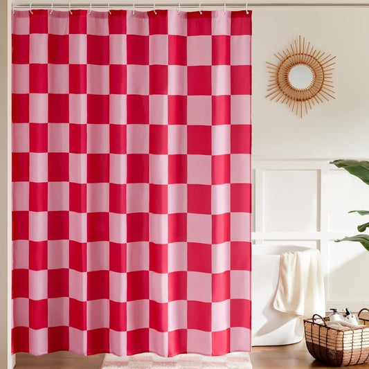 Checkered Shower Curtain 180x180 cm, Retro Chess Pattern Vintage Bathroom Decor, Multicolored