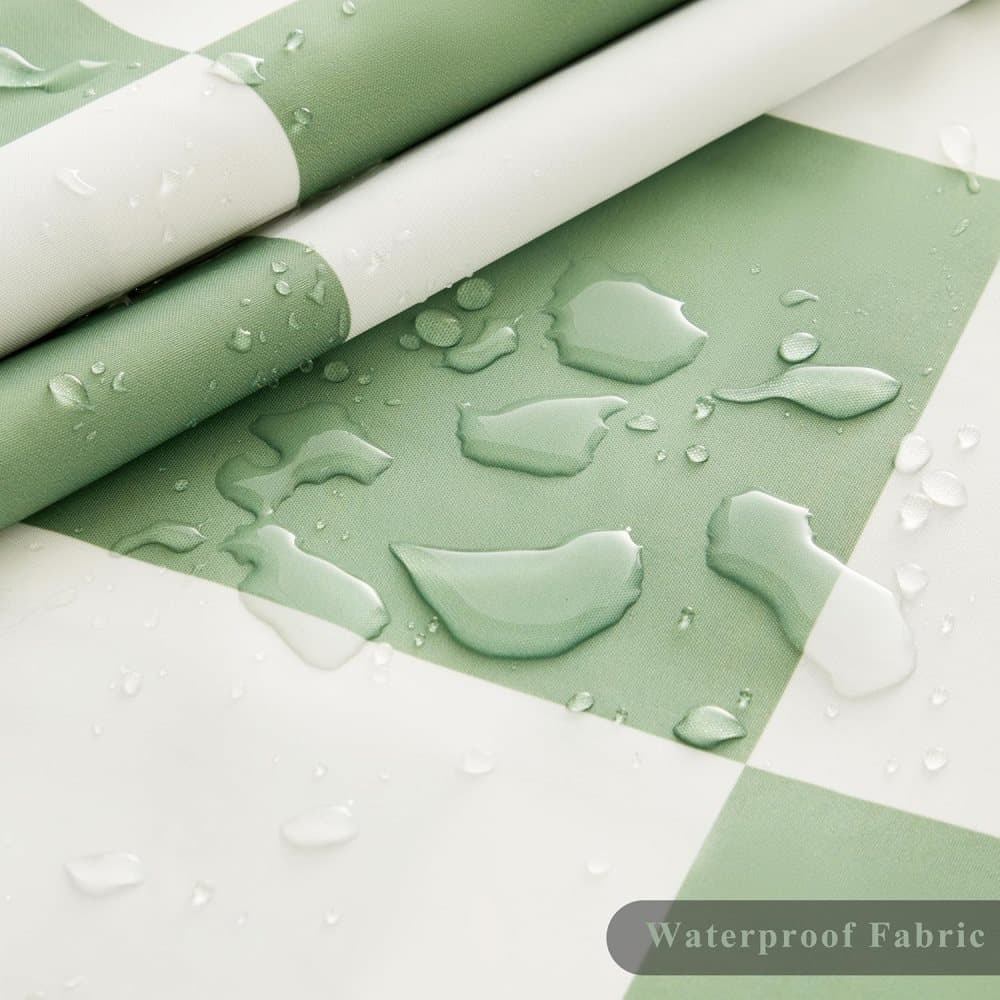 Green Checkered Shower Curtain with Retro Chess Pattern, 180x180 cm