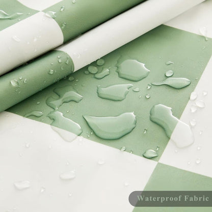 Green Checkered Shower Curtain with Retro Chess Pattern, 180x180 cm