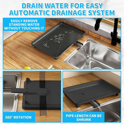 2-Tier Sink Rack with Utensil Holder and Drip Tray, Black, for Kitchen Sink Drain