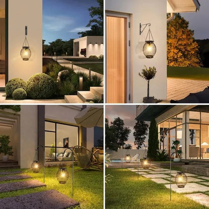 Solar Powered LED Outdoor Lantern with Solar Panel, IP65 Waterproof, for Garden Patio, Compatible with Outdoor Environments