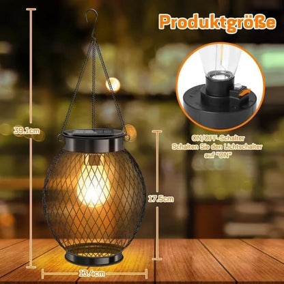 Solar Powered LED Outdoor Lantern with Solar Panel, IP65 Waterproof, for Garden Patio, Compatible with Outdoor Environments
