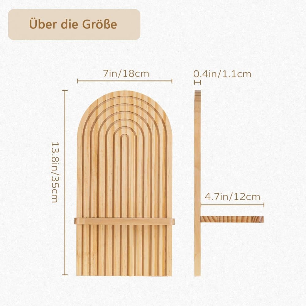 2 Bohemian Style Wooden Wall Shelves with Expander Bolts, Compatible with Living Rooms Bedrooms Kitchens, Brown