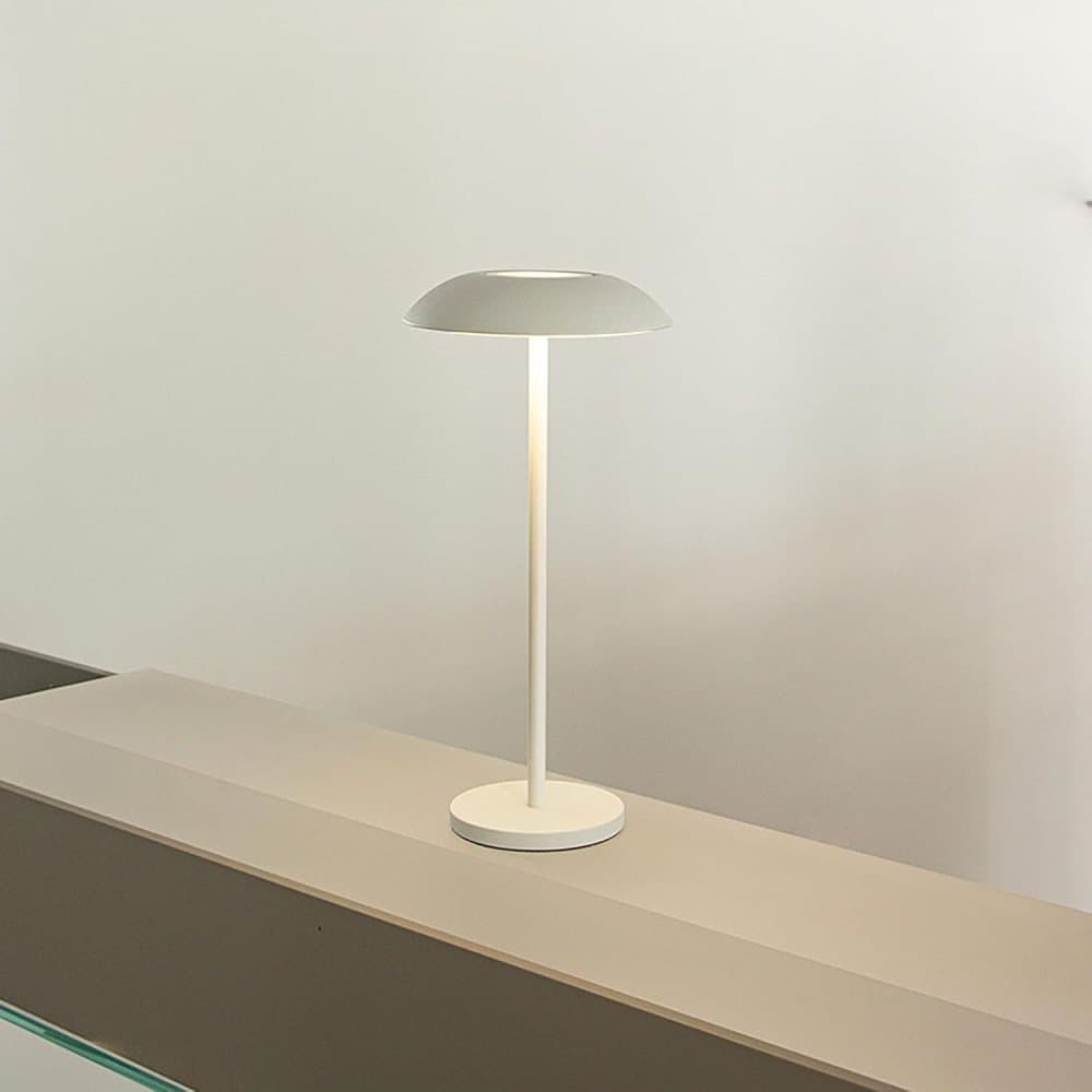 Rechargeable Wireless LED Table Lamp with Adjustable Brightness, 2600mAh Battery, Portable Bedside Lamp, White