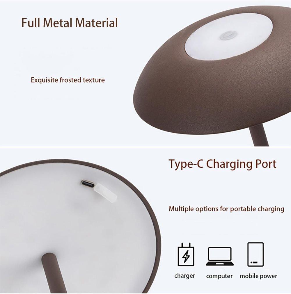 Rechargeable Wireless LED Table Lamp with Adjustable Brightness, 2600mAh Battery, Portable Bedside Lamp, White