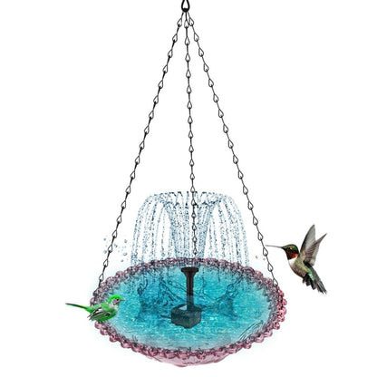 Solar Powered Bird Bath Fountain for Garden and Outdoors, Automatic Water Feature, Decorative Bird Waterer, Purple