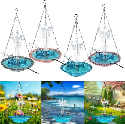 Solar Powered Bird Bath Fountain for Garden and Outdoors, Automatic Water Feature, Decorative Bird Waterer, Purple