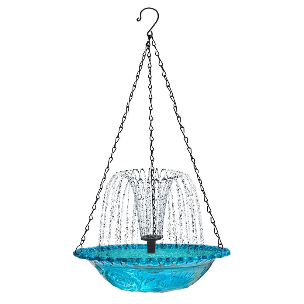 Solar Powered Bird Bath Fountain for Garden and Outdoors, Automatic Solar Water Feature, Decorative Bird Waterer, Blue