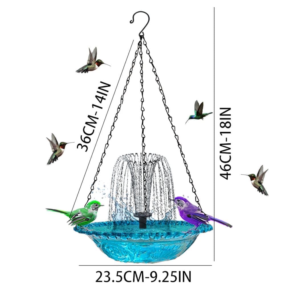 Solar Powered Bird Bath Fountain for Garden and Outdoors, Automatic Solar Water Feature, Decorative Bird Waterer, Blue