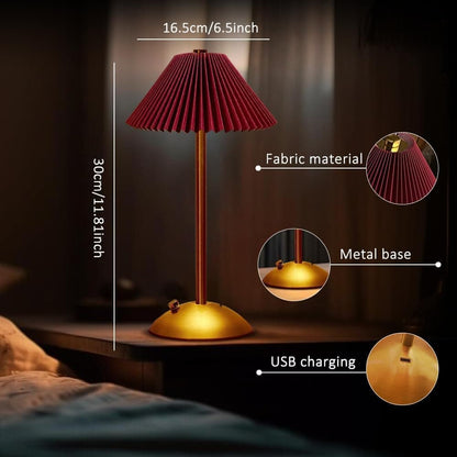Portable LED Table Lamp with 3 Brightness Levels, USB Desk Lamp for Bedside Desk Dining Table, Red
