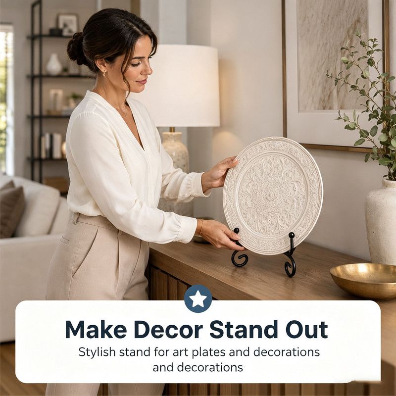 Black Metal Folding Plate Display Stand for Plates, Books and Cookbooks